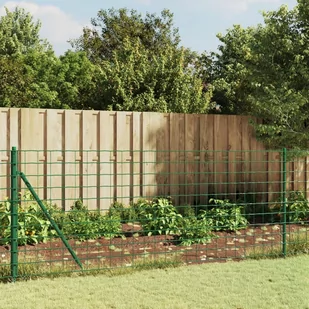 vidaXL Ogrodzenie z siatki, ze stopami słupków, zielone, 1x10 m - Ogrodzenia - miniaturka - grafika 1