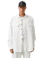 Kurtki męskie - Koton Męska kurtka basic Classic Neck Buttoned Pocket Detailed Shirt, biały (000), L - miniaturka - grafika 1