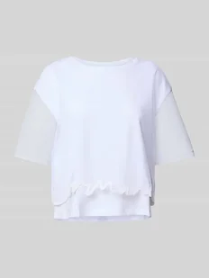 T-shirt z prążkowanym okrągłym dekoltem - Koszulki i topy damskie - miniaturka - grafika 1