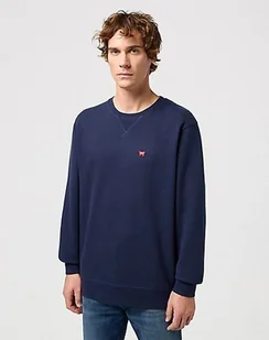 felpa uomo wrangler 112350534 sign off crew blue - Bluzy męskie - miniaturka - grafika 1