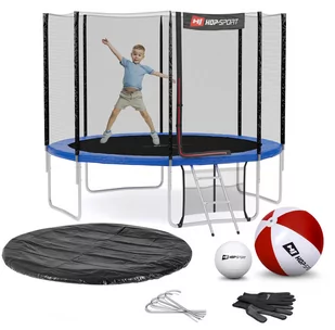 Hop-Sport Trampolina 10FT z siatką zewnętrzną HS-T10A Blue 4 nogi - Trampoliny - miniaturka - grafika 1