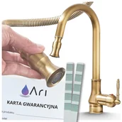 Baterie kuchenne - Bateria Kuchenna z Wyciąganą Elastyczną Wyjmowaną Obrotową Wylewką Kran Do Kuchni z Perlatorem Stary Styl RETRO Vintage Złota Bateria Zlewozmywakowa.. - miniaturka - grafika 1