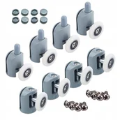 Akcesoria do armatury i ceramiki - Rolki do kabiny prysznicowej 24mm kółka 8szt kompletny zestaw - miniaturka - grafika 1