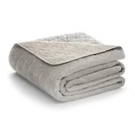 Narzuty - Szarobeżowa aksamitna narzuta pikowana 240x260 cm Laila – Restilo - miniaturka - grafika 1