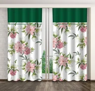 Zasłony - Zasłona Gotowa Na Żabki, 160X250, Biała W Kwiaty, Zml-012 - miniaturka - grafika 1