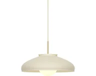 Oprawy, klosze i abażury - Elegancka beżowa lampa wisząca Latif z pięknym szklanym kloszem - miniaturka - grafika 1