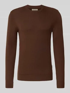 Sweter z dzianiny z okrągłym dekoltem model ‘BAGGE’ - Swetry męskie - miniaturka - grafika 1