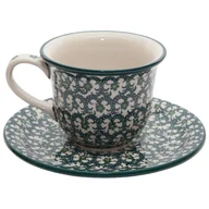 Filiżanki - Filiżanka Do Herbaty Kawy 150 Ml Ze Spodkiem - Ceramika Artystyczna Bolesławiec - miniaturka - grafika 1