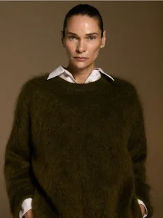 Reserved - Sweter z moherem - oliwkowy - Moda i Uroda OUTLET - miniaturka - grafika 1