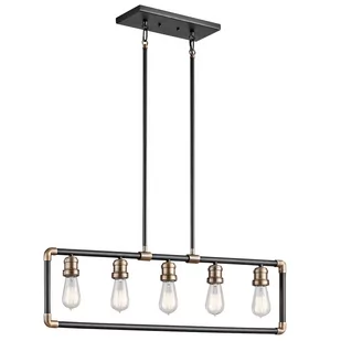 Elstead Lighting Industrialna LAMPA zwieszana IMAHN KL/IMAHN/ISLE  KICHLER metalowa OPRAWA zwis mosiądz naturalny czarny - Lampy sufitowe - miniaturka - grafika 1