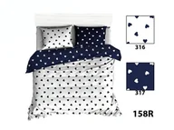 Pościel - Pościel 160x200 R158 biała granatowa serduszka - miniaturka - grafika 1