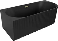 Wanny - Mexen Gia wanna wolnostojąca narożna ryflowana lewa 150 x 75 cm, czarna mat, przelew złoty - 52701507571L-50 - miniaturka - grafika 1