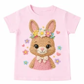 Koszulki dla dziewczynek - Koszulka z zajączkiem dla dziewczynki na Wielkanoc - miniaturka - grafika 1