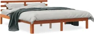 Łóżka - Łóżko z litego drewna z zagłówkiem woskowany brąz 160x200 cm sosna - miniaturka - grafika 1