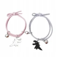 Biżuteria dla dzieci - Zestaw 2 Bransoletek Dinozaury - Różowa i Szara, z Dzwoneczkami - miniaturka - grafika 1