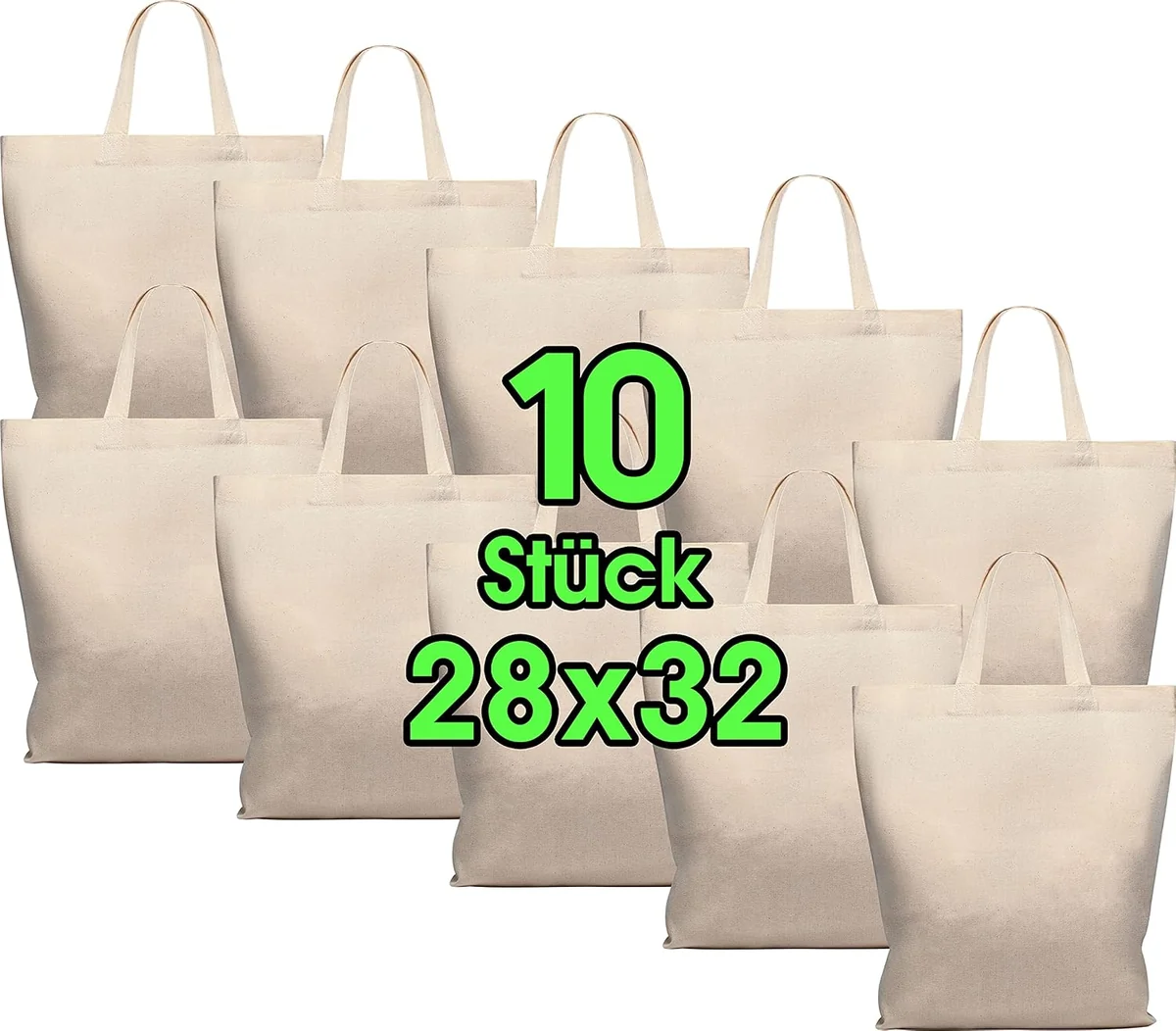 TORBA BAWEŁNIANA MIDI 10 SZTUK 28X32CM JUTOWA NATURALNA Z UCHWYTAMI