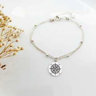 Bransoletka z kompasem, srebrny kompas - Bransoletki Bransoletka z kompasem, srebrny kompas - Bransoletki - miniaturka - grafika 1