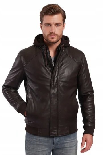 Lee Cooper Bomber kurtka męska pilotka odpinany Kołnierz Kolor brąz Roz.L