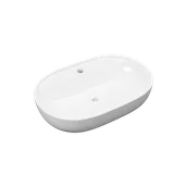 Umywalki - Excellent Jima umywalka nablatowa 61x41 cm owalna z otworem na baterię, biały połysk - miniaturka - grafika 1
