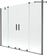 Parawany nawannowe - Mexen Velar Duo parawan nawannowy 2-skrzydłowy przesuwny 200 x 150 cm, transparent, gun gray szczotkowany - 896-200-000-02-66 - miniaturka - grafika 1