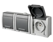 Gniazdka elektryczne - Elektro-Plast Gniazdo potrójne GNT-3x2P+Z z uziemieniem Aquant szare 1243-10 - miniaturka - grafika 1