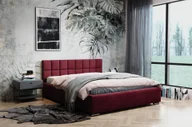 Łóżka - Łóżko tapicerowane Dream z zagłówkiem, 180x200 cm, łóżko podwójne z podstawą łóżka i drewnianą ramą z listew, tkanina welurowa: Bordeaux czerwony - miniaturka - grafika 1