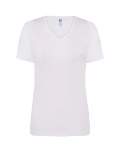 T-shirt Damski biały dekolt w serek roz. XL - Odzież robocza - miniaturka - grafika 1