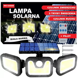 LAMPA SOLARNA Z CZUJNIKIEM RUCHU ZMIERZCHU LED OGRODOWA ULICZNA + PILOT - Lampy ogrodowe - miniaturka - grafika 1
