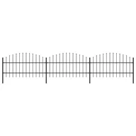 Ogrodzenia - vidaxl Panele ogrodzeniowe z grotami, stal, (0,75-1) x 5,1 m, czarne - miniaturka - grafika 1