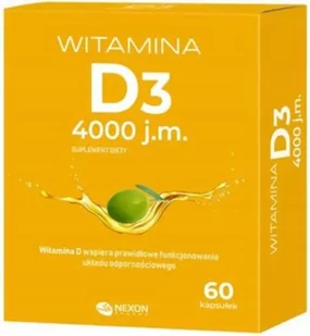 Nexon Pharma, Witamina D3 4000 j.m., 60 kaps. - Przeziębienie i grypa - miniaturka - grafika 1