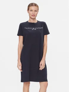 Tommy Hilfiger Sukienka codzienna Rlx Corp Logo Tshirt Drs Ss WW0WW41013 Granatowy Regular Fit - Sukienki - miniaturka - grafika 1