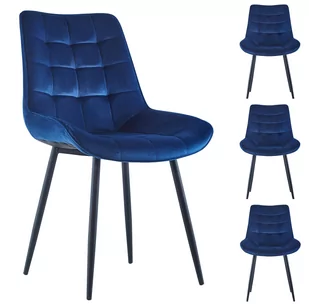 4szt x GRANATOWE KRZESŁA WELUROWE TAPICEROWANE 017 - Krzesła - miniaturka - grafika 1