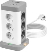 Przedłużacze i rozgałęźniki - Duronic ET12C Listwa zasilająca biała pionowa 13A 3680W wielogniazdowa 12 wejść gniazd 3x USB 1x USB C 1,8m długości przedłużacz pionowy lampka nocn.. - miniaturka - grafika 1