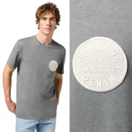 Koszulki męskie - Wrangler GRAPHIC TEE Gun Metal SZARA BAWEŁNIANA KOSZULKA T-SHIRT LOGO S - miniaturka - grafika 1