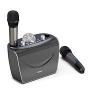 Power audio - Zestaw do karaoke bluetooth 2x mikrofon + bezprzewodowy głośnik z oświetleniem DISCO - miniaturka - grafika 1