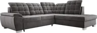Narożniki - Przestronny narożnik LOTTA W łatwej w pielęgnacji tkaninie welurowej, Wymiary 258x212cm, Idealny dla rodzin, Z praktyczną podstawą do spania i nowoczesnym designem Układ po prawej stronie Kolor: CIEMNY SZARY - miniaturka - grafika 1