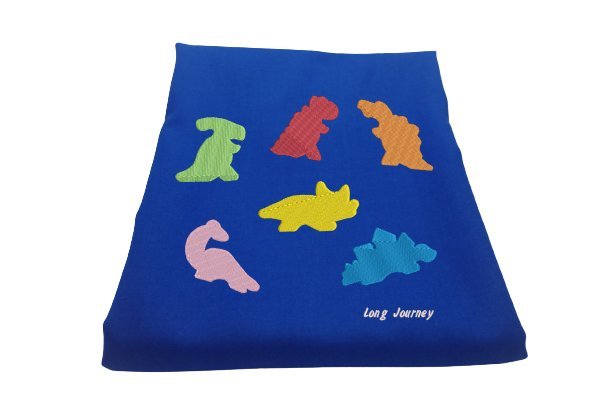 Kocyk niemowlęcy z wełny merynosa Park Dinozaurów, kolor niebieski