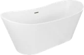 Wanny - Mexen Montana wanna wolnostojąca 150 x 75 cm, biała, przelew nikiel szczotkowany - 52011507500-97 - miniaturka - grafika 1