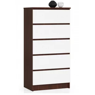 Akord Fabryka mebli KOMODA K60 5 SZUFLAD WENGE / BIAŁA OP0LK-6VENBIA005 - Komody - miniaturka - grafika 1