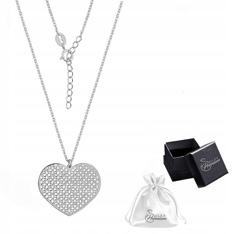 Naszyjnik srebrny pr. 925 Rodowana Kolia Celebrytka SERCE AŻUROWE Dla Niej