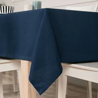 Obrusy i serwetki - Gotowy obrus z tkaniny wodoodpornej o fakturze płótna, wykończony listwą, kolor granatowy, Aruba, rozmiar 140x220 cm - miniaturka - grafika 1