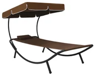 Leżaki ogrodowe - Elior Brązowy leżak z baldachimem S3-P96 - miniaturka - grafika 1