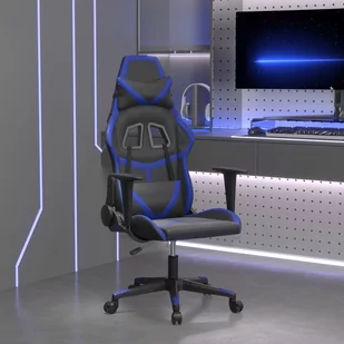 vidaXL Fotel gamingowy, czarno-niebieski, sztuczna skóra - Fotele gamingowe - miniaturka - grafika 1
