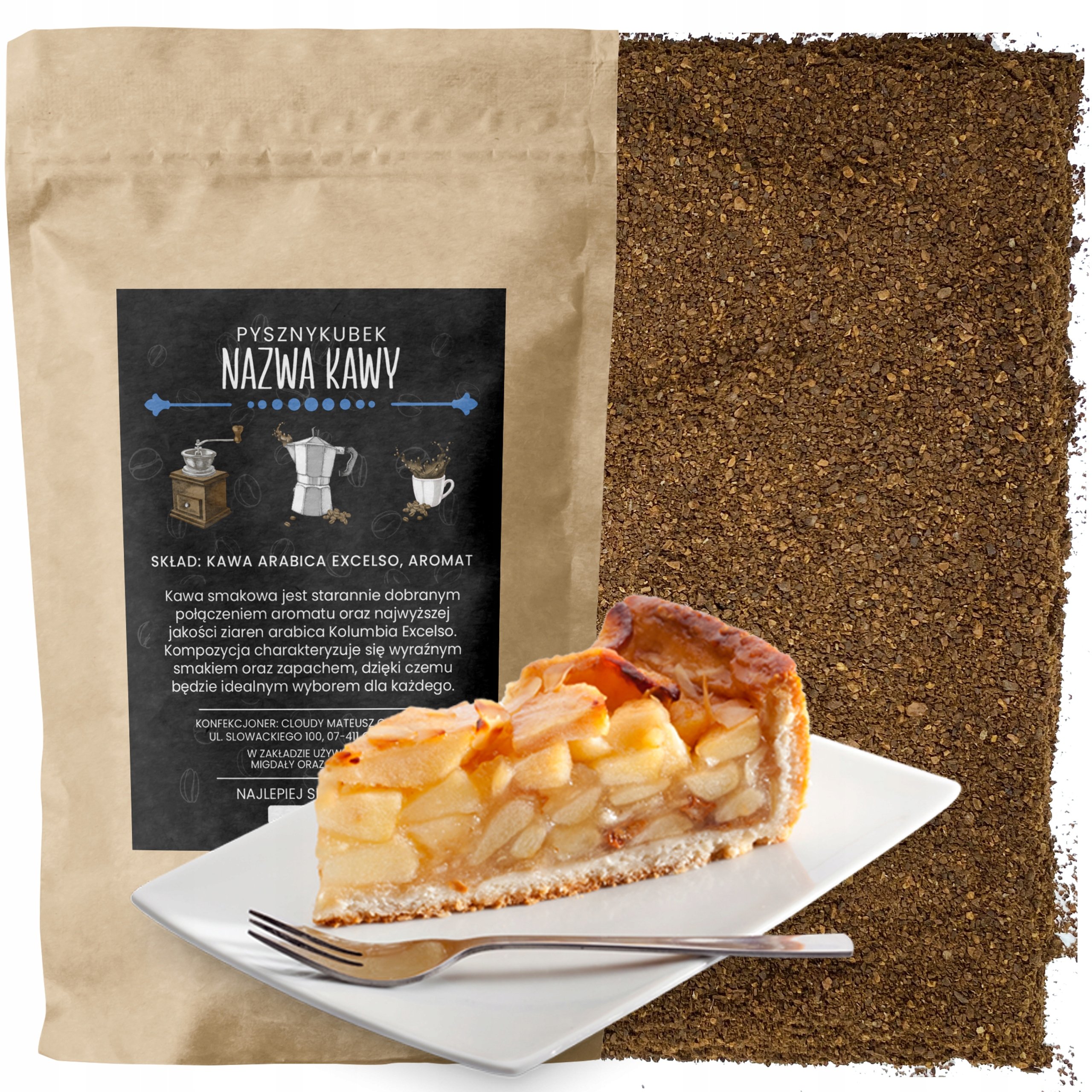 Kawa Mielona smakowa Jabłecznik 1000G szarlotka ciasto jabłkowe