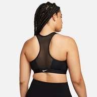 Biustonosze - Nike Damski biustonosz W Nk Df Swsh Zip Front Bra Sports bra czarny/biały XS - miniaturka - grafika 1