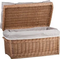 Pojemniki na zabawki - WickerPL Kufer Wiklinowy z Obszyciem skrzynia wiklinowa z wiekiem kosz na zabawki z poduszką 60x39 H39 cm - miniaturka - grafika 1