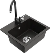 Zlewozmywaki z baterią - Mexen Milo zlewozmywak granitowy 1-komorowy z baterią kuchenną Telma, czarny/złoty - 6505-75-670200-70 - miniaturka - grafika 1