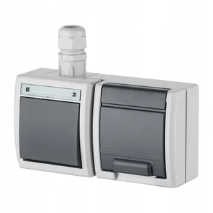 Łącznik schodowy+gniazdo szary AQUANT IP65 1247-65 ELEKTRO-PLAST NASIELSK - Gniazdka elektryczne - miniaturka - grafika 1