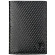 Etui na dokumenty i karty - Skórzany portfel RFID na dokumenty oraz dowód rejestracyjny (czarny carbon) - miniaturka - grafika 1
