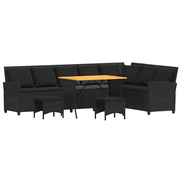 Zestaw Ogrodowy Narożny Rattan PE Czarny 269x181x87,5 cm
